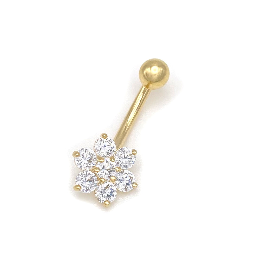 10k CZ Flower Cluster Belly Ring