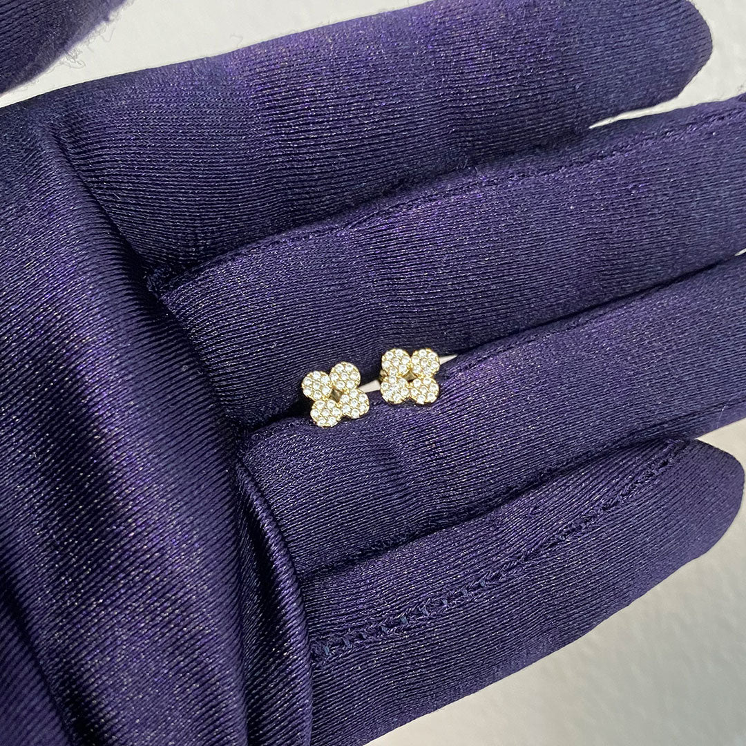 10k CZ Four Circles Stud Earrings