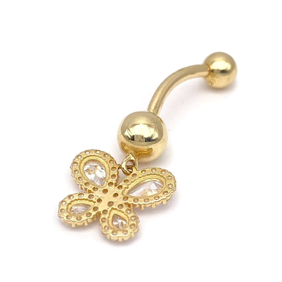 14k CZ Butterfly Hanging Belly Ring