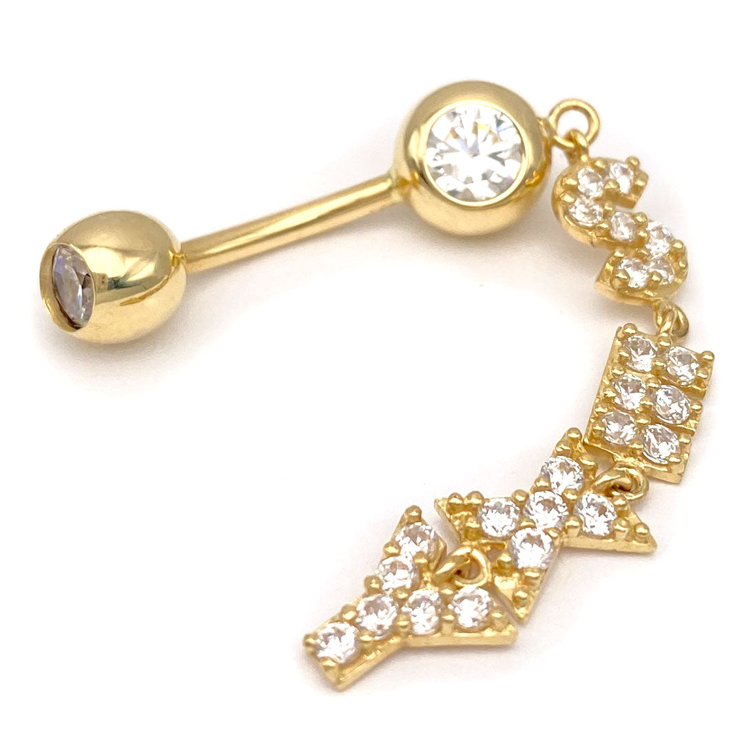 14k CZ SEXY Hanging Belly Ring