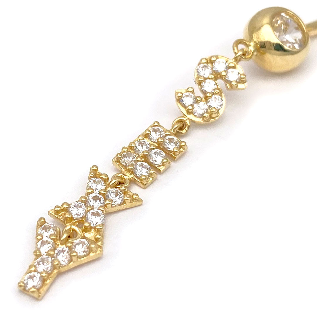 14k CZ SEXY Hanging Belly Ring