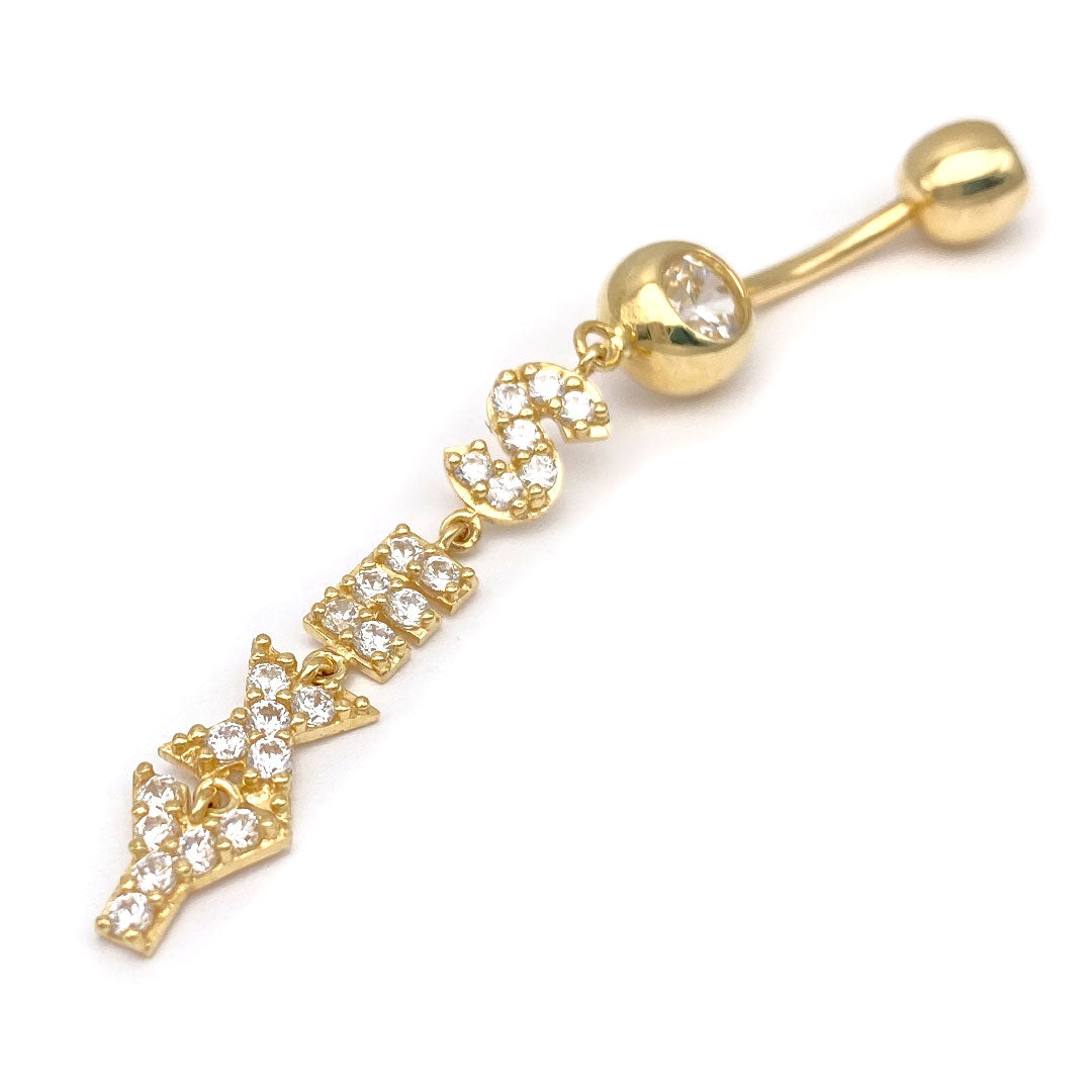 14k CZ SEXY Hanging Belly Ring