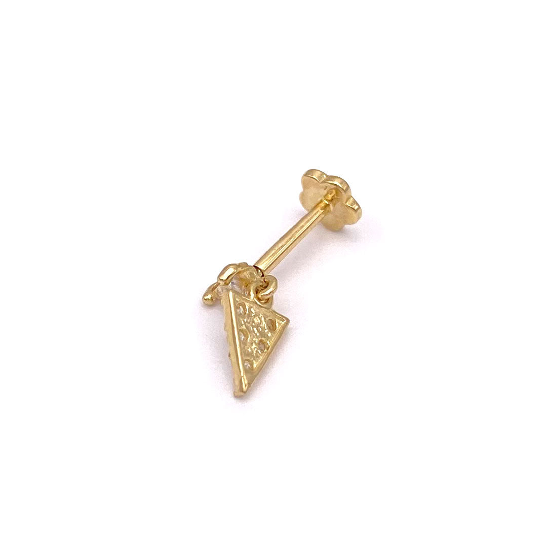 14k CZ Triangle Stone & Hanging Triangle Internal Threaded Stud