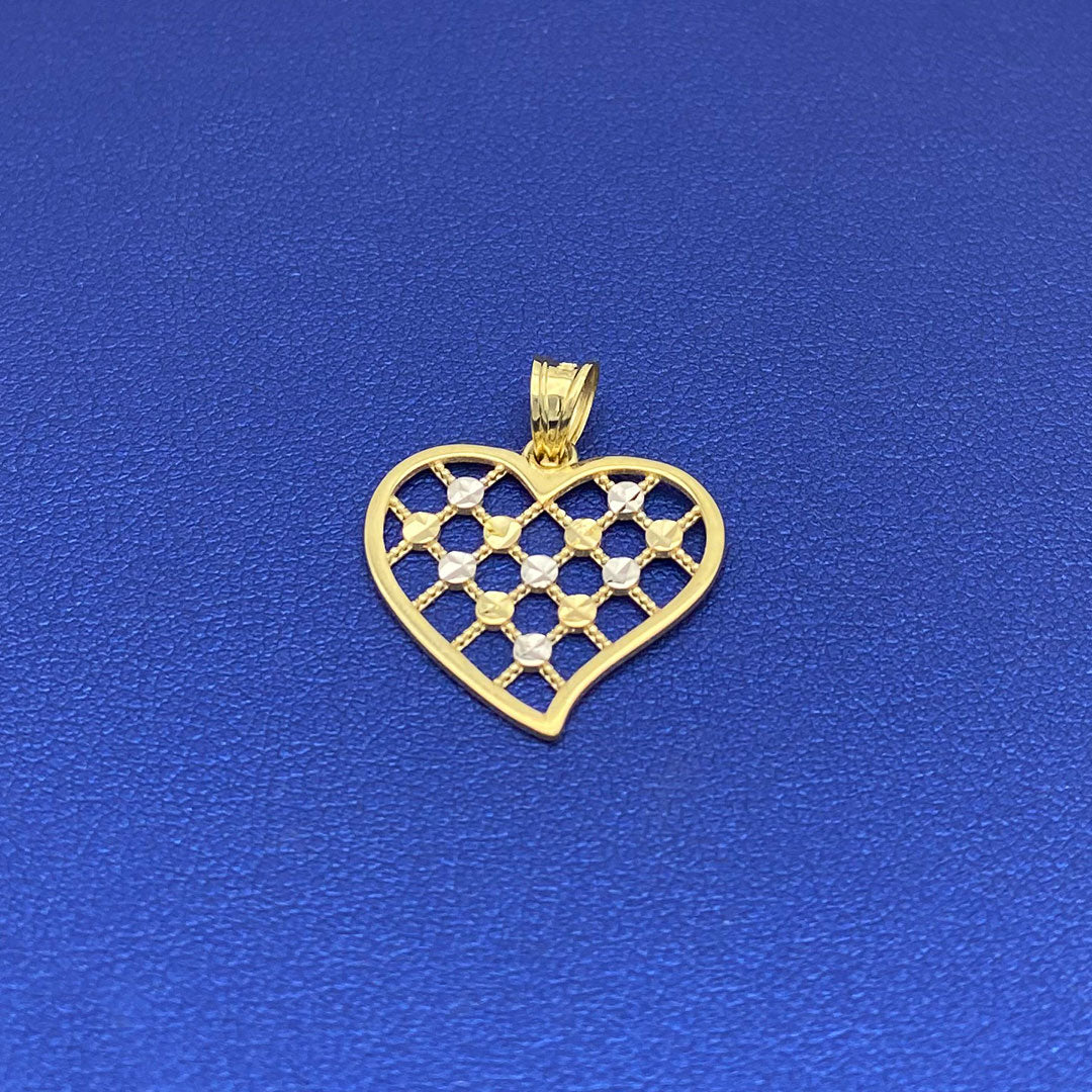 10k Heart Crisscross Pattern Pendant