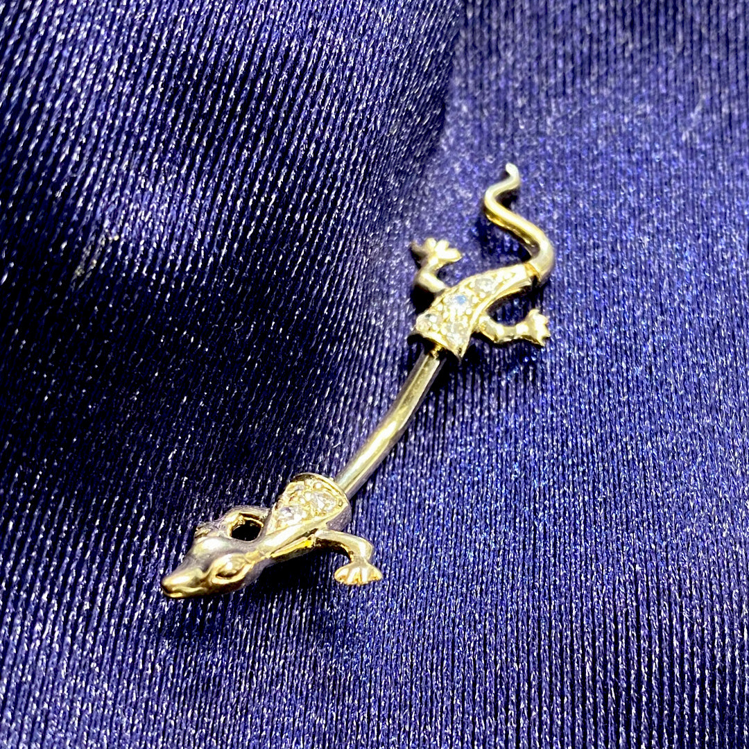 14k CZ Iguana Belly Ring