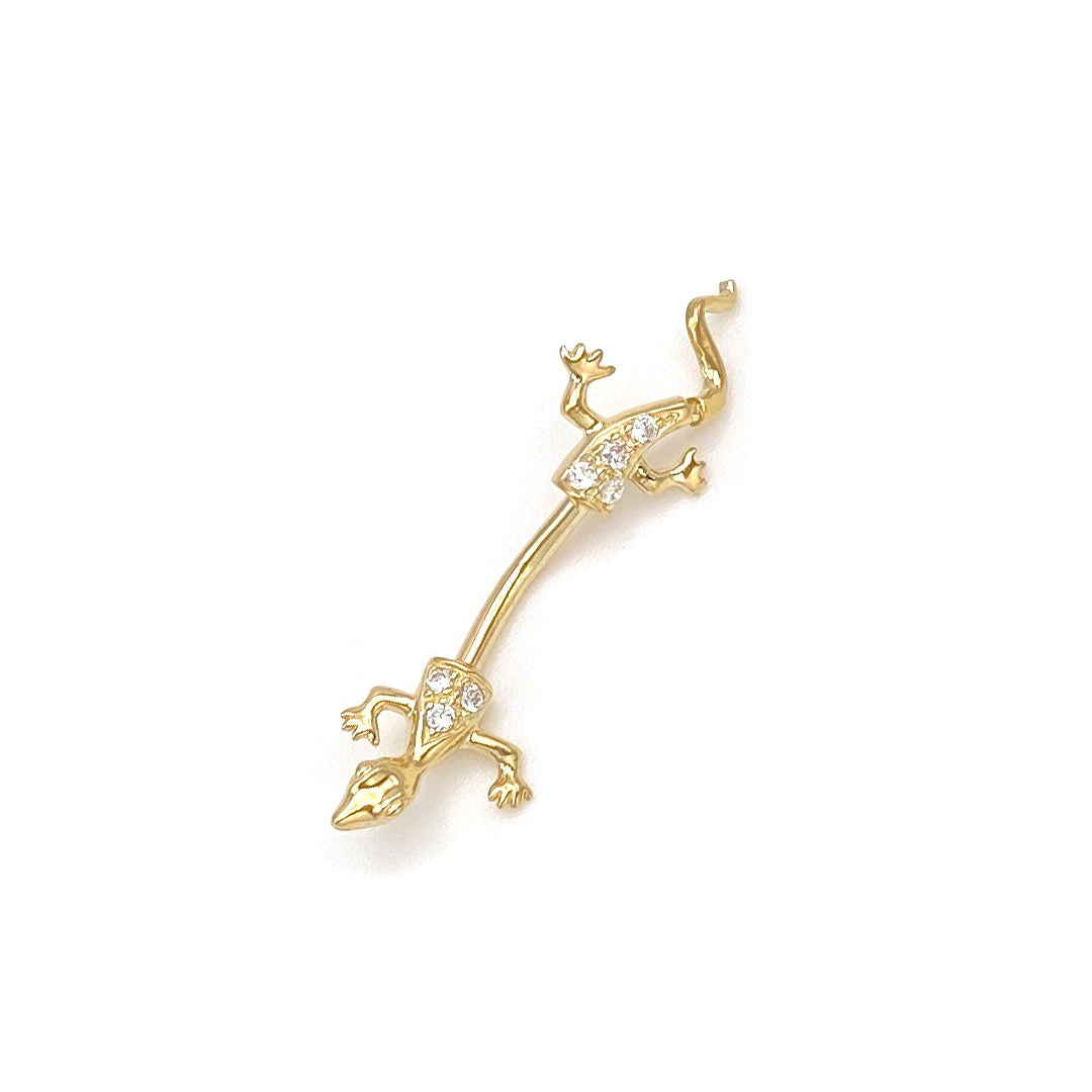 14k CZ Iguana Belly Ring