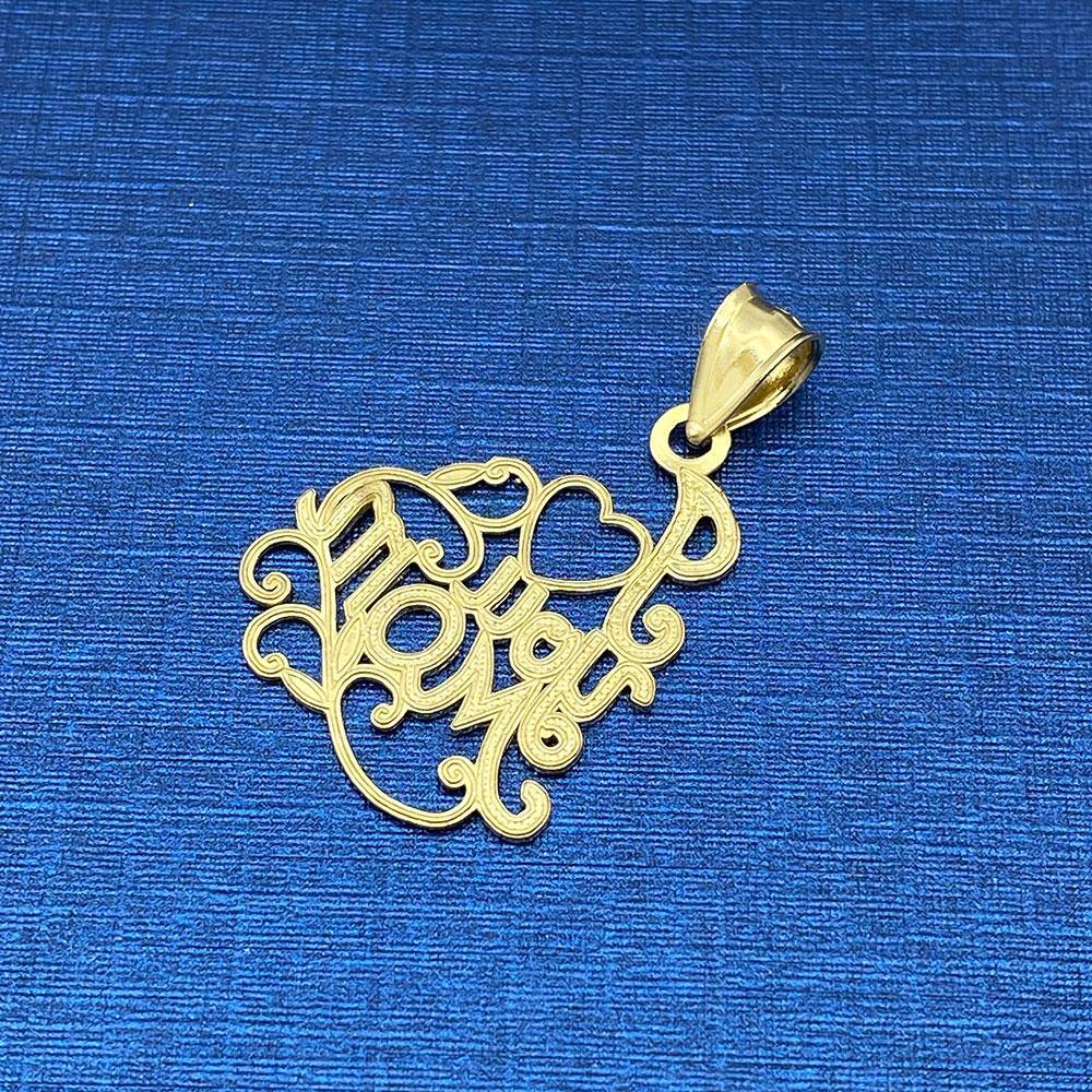 10k I Love Mom Pendant - Yellow Brick Empire