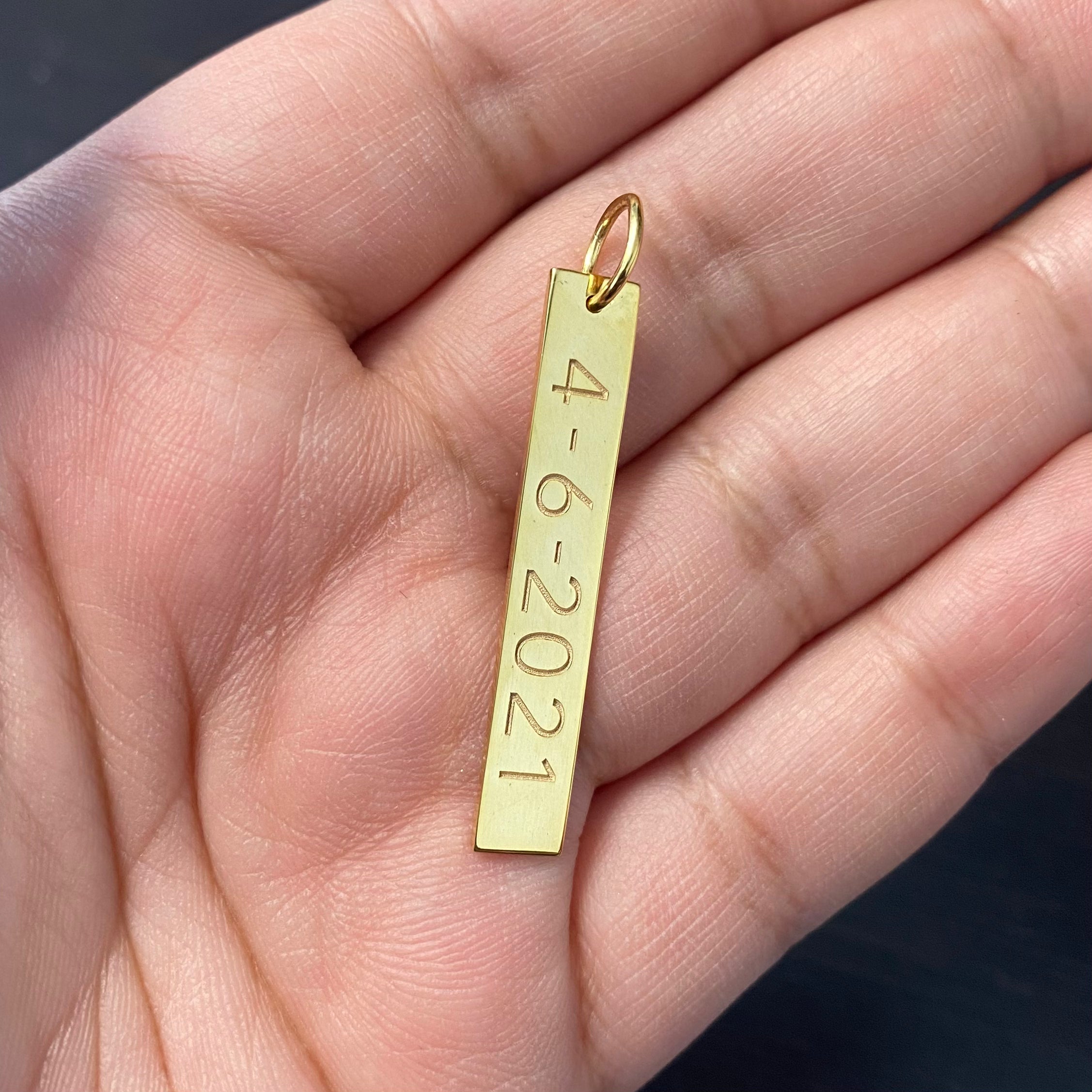 Personalized Engravable Vertical Name Tag Bar Pendant