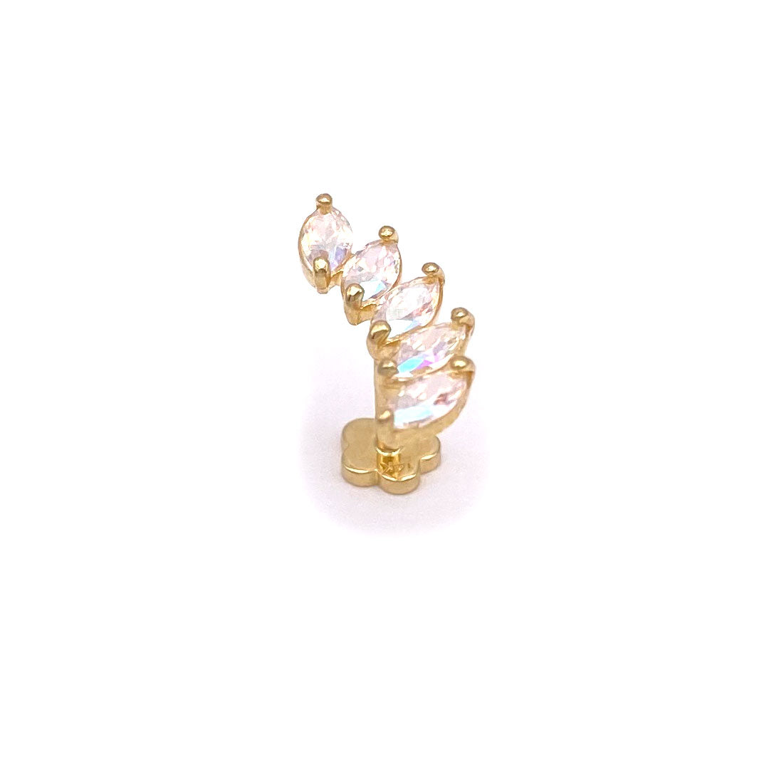 14k CZ Marquise Iridescent Internal Threaded Stud