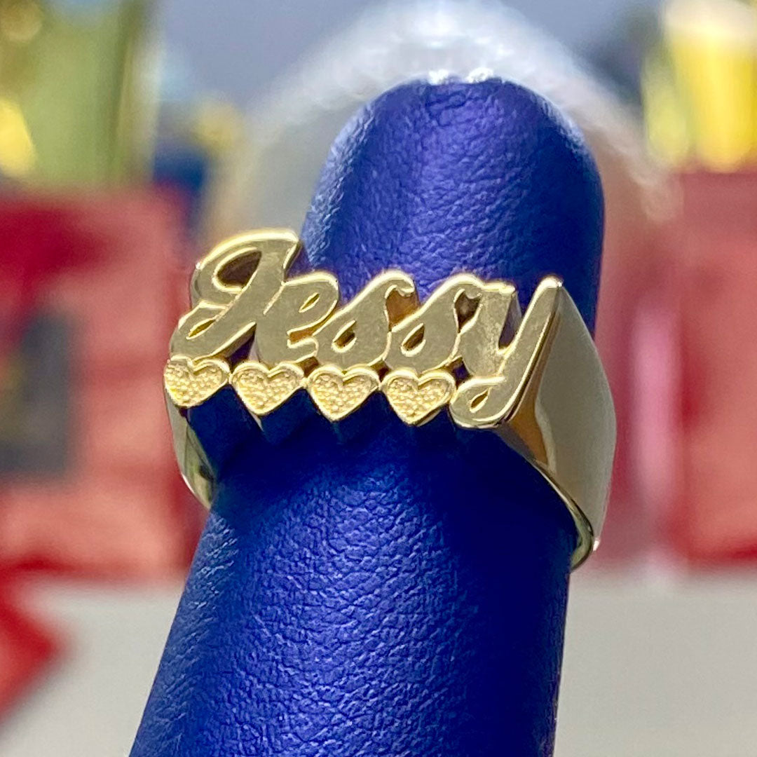 Personalized Cursive Name Ring with Heart Underline