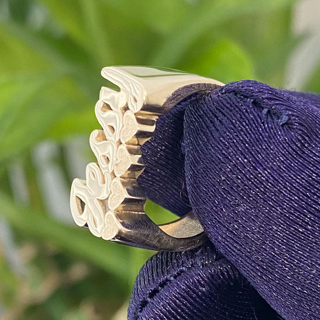 Personalized Cursive Name Ring with Heart Underline – Yellow Brick Empire