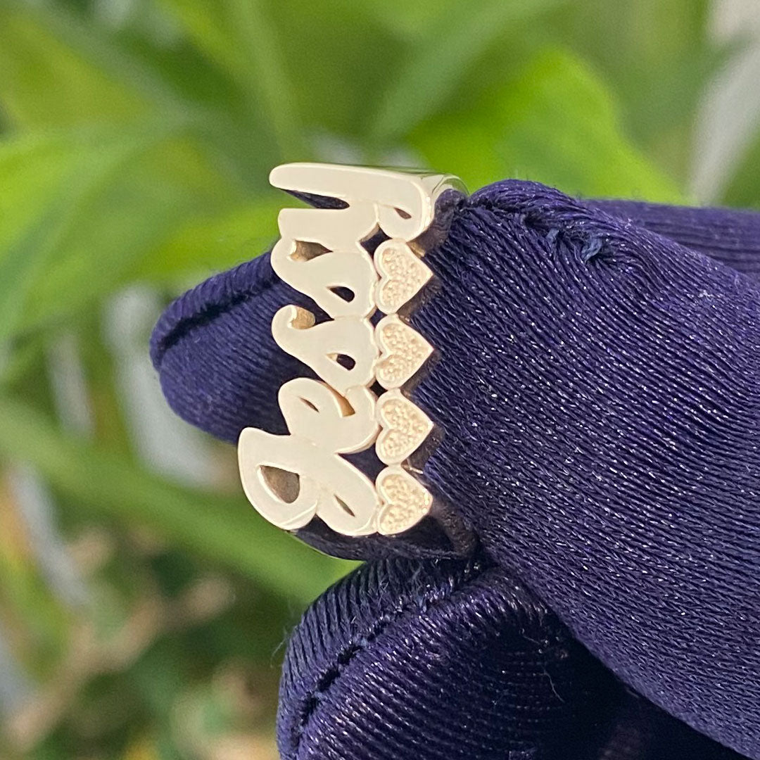 Personalized Cursive Name Ring with Heart Underline – Yellow Brick Empire