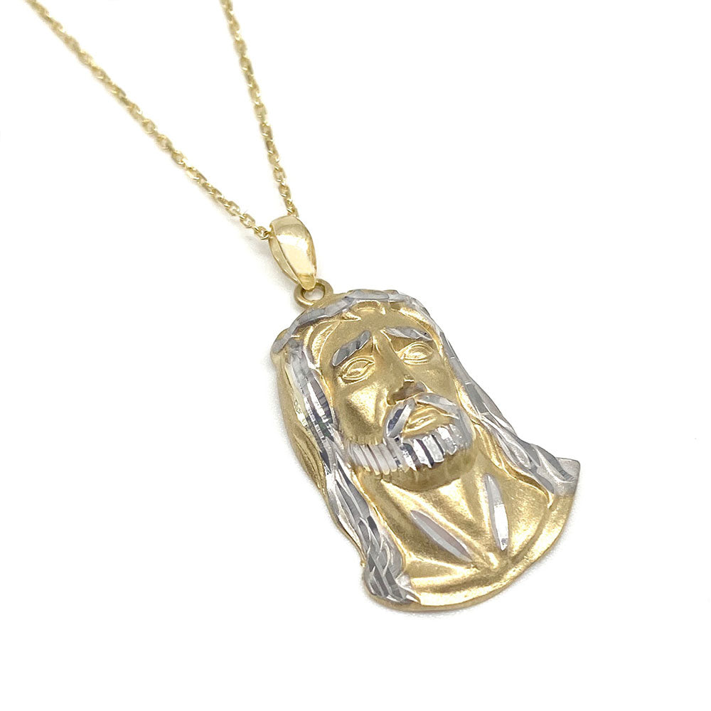 14k Jesus Head Pendant with Chain