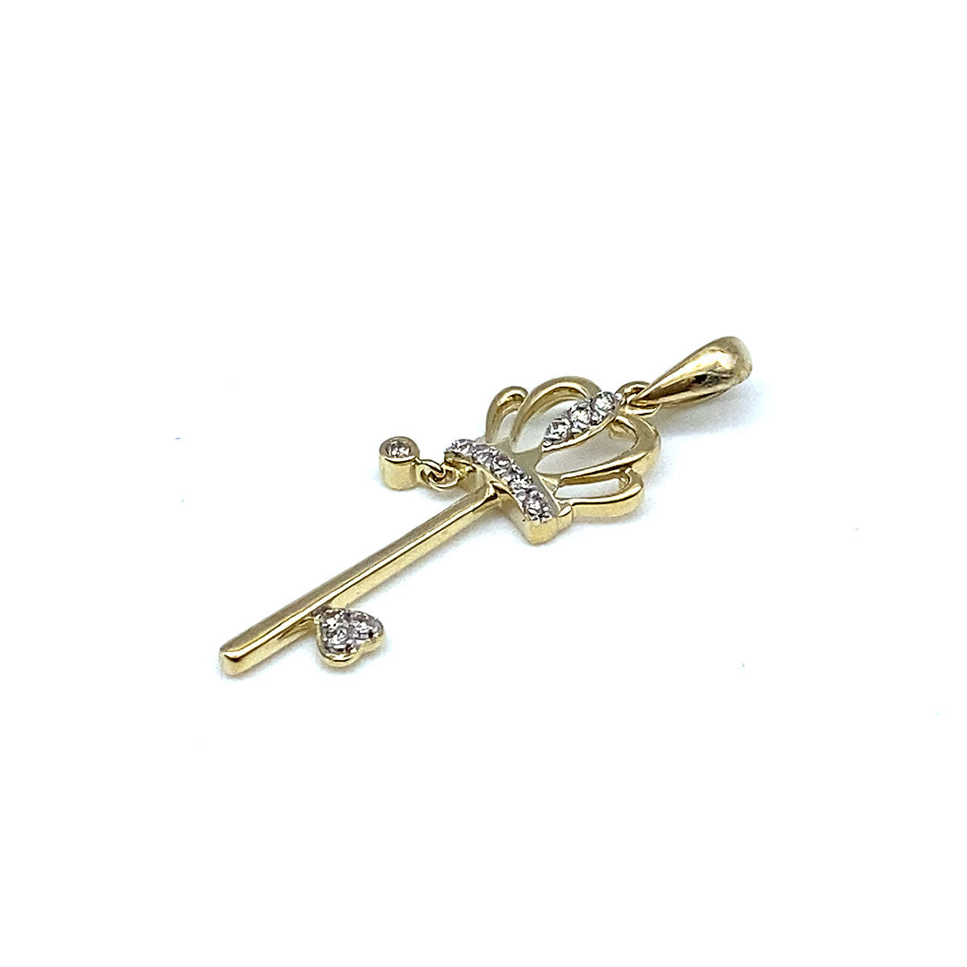 Diamond Key Pendant 10k Yellow Gold 0.10ct