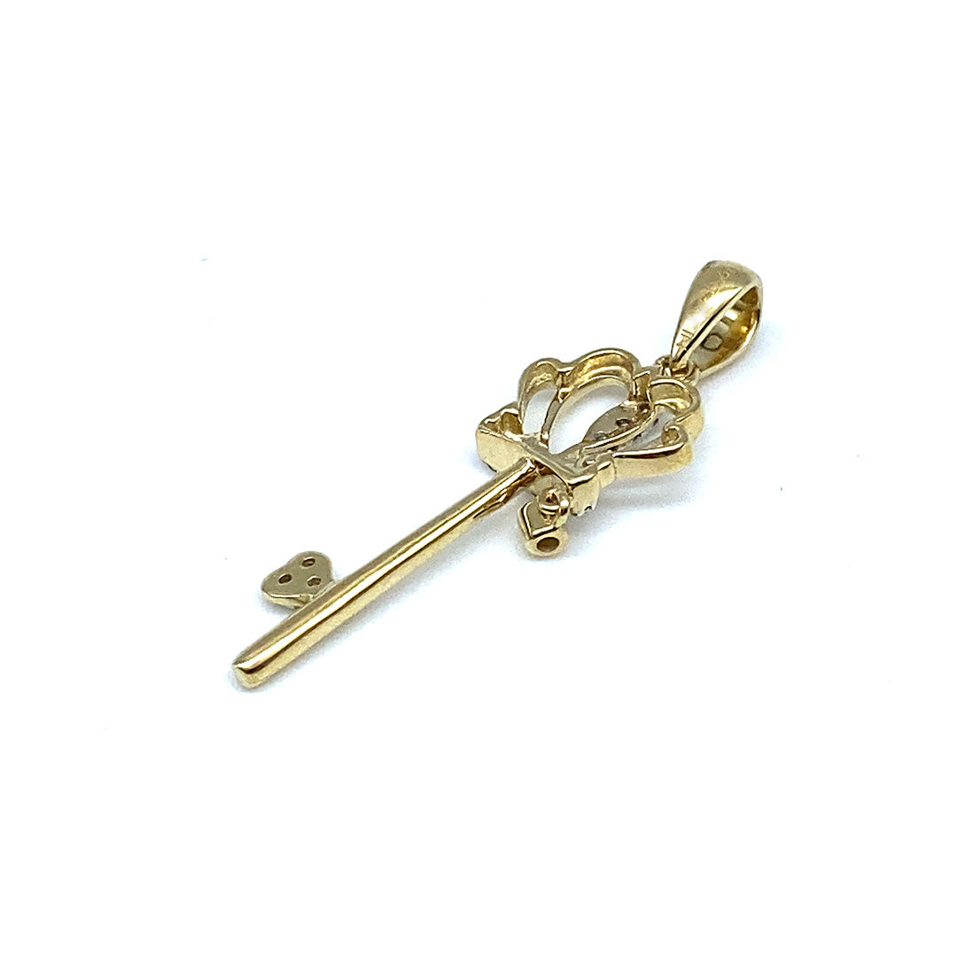 Diamond Key Pendant 10k Yellow Gold 0.10ct