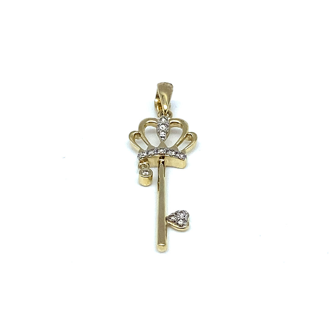 Diamond Key Pendant 10k Yellow Gold 0.10ct