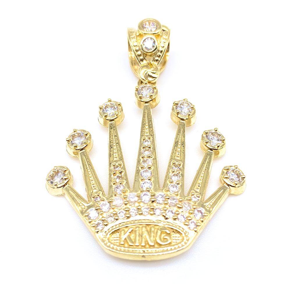 10k CZ King Crown Pendant - Yellow Brick Empire