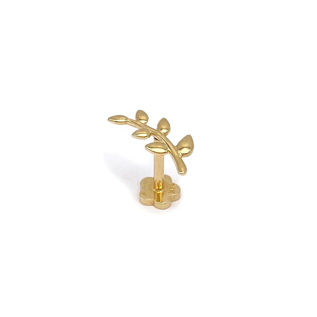 14k Leaf Stem Internal Threaded Stud