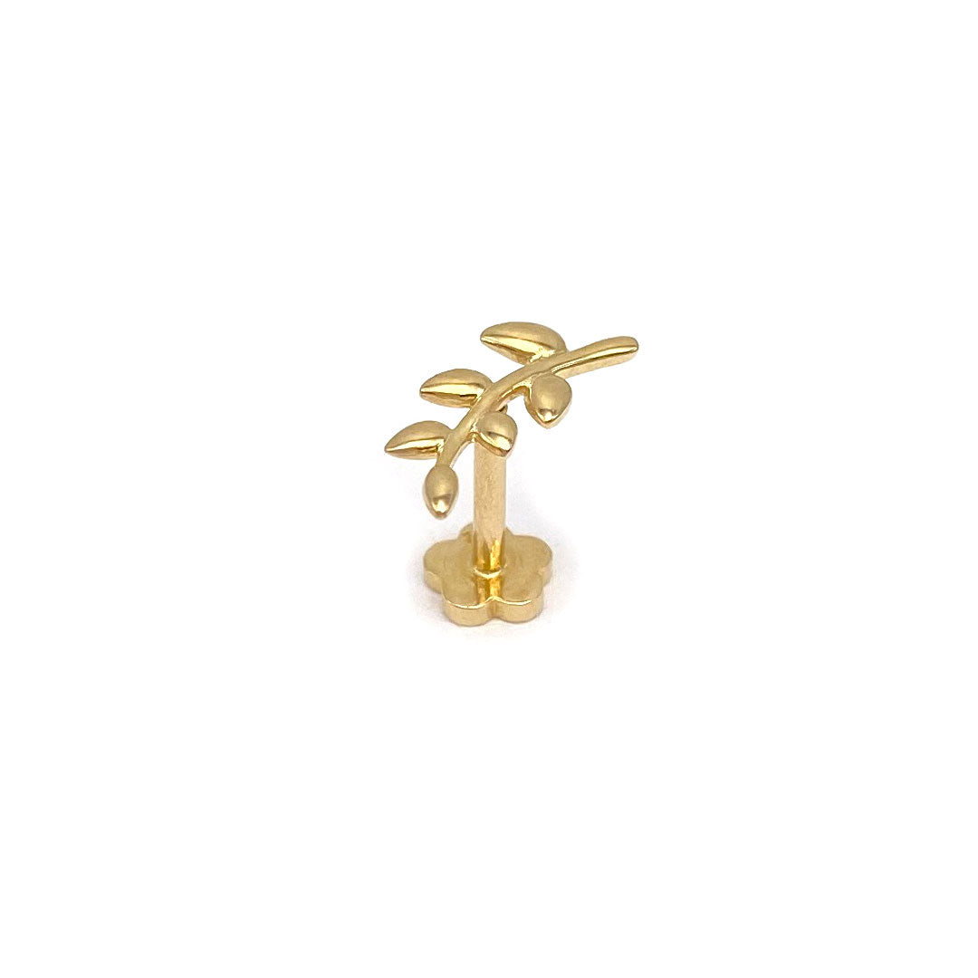 14k Leaf Stem Internal Threaded Stud