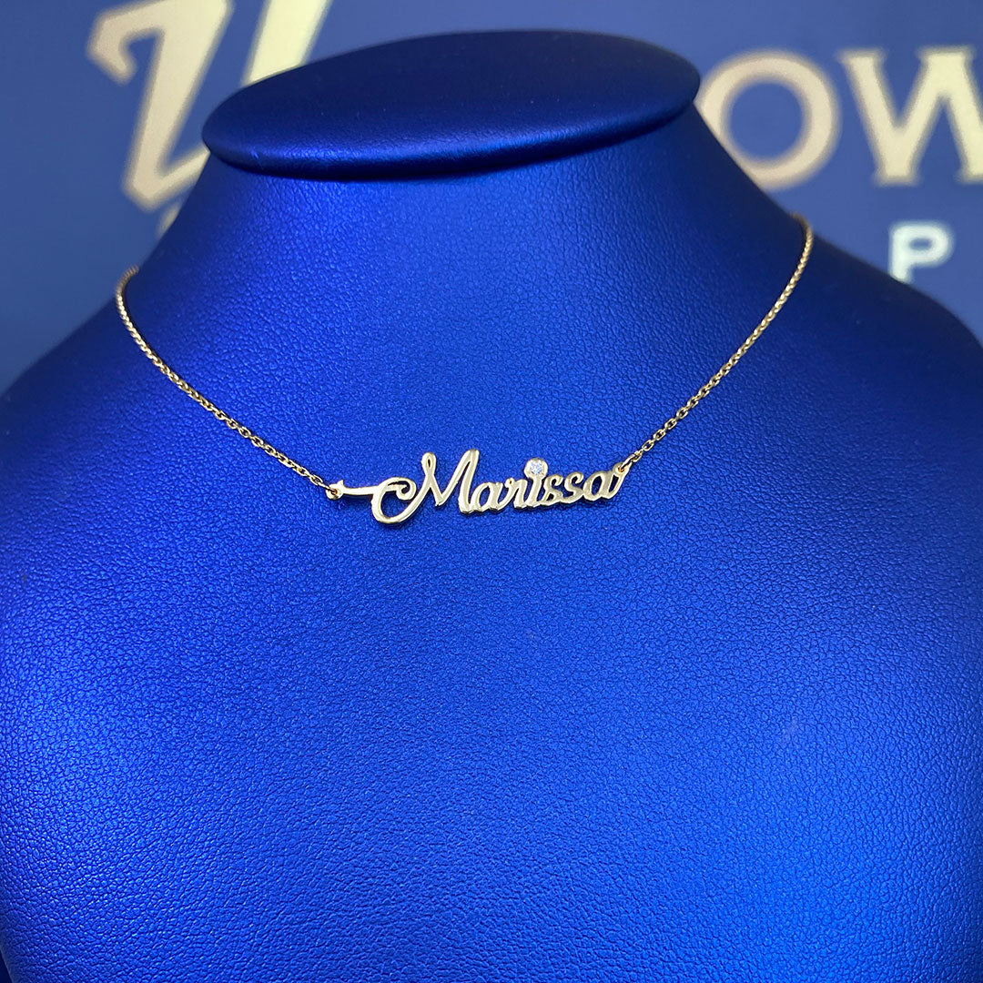 Personalized Mini Cursive Name Pendant with Genuine Diamond – Yellow ...