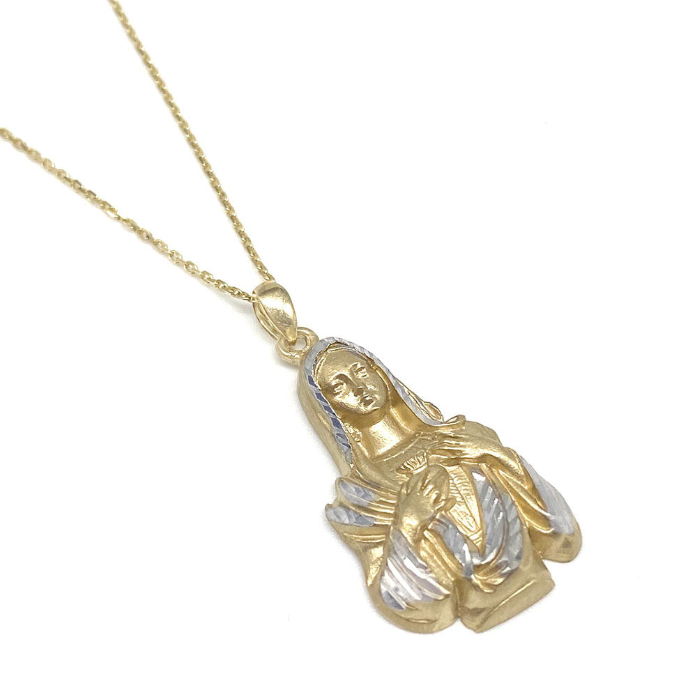 14k Virgin Mary Pendant with Chain