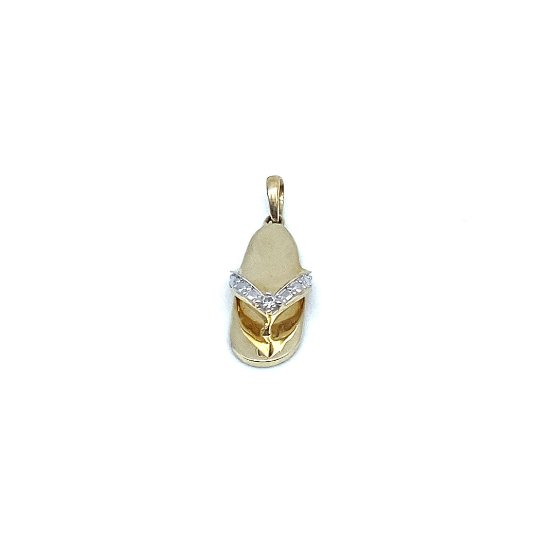 Diamond Mini Slipper Pendant 10k Yellow Gold 0.01ct