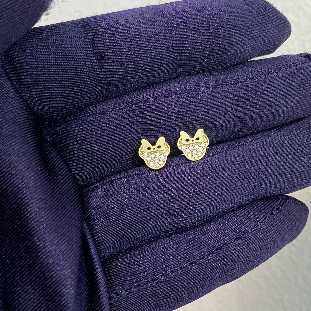 10k CZ Minnie Mouse Stud Earrings