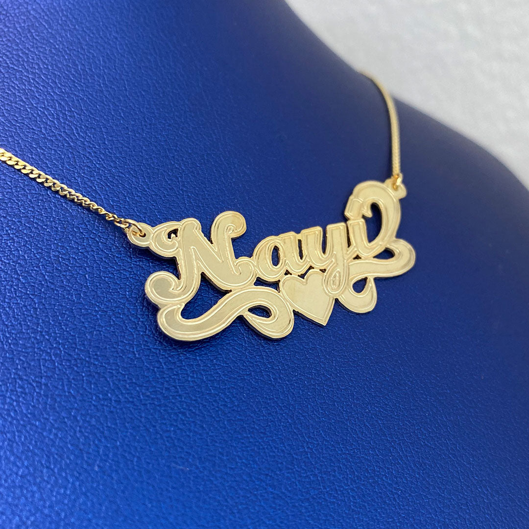 Nayi name pendant charm on necklace display