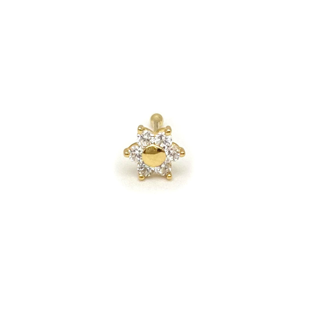 14k CZ Flower Cluster Petals Nose Bone