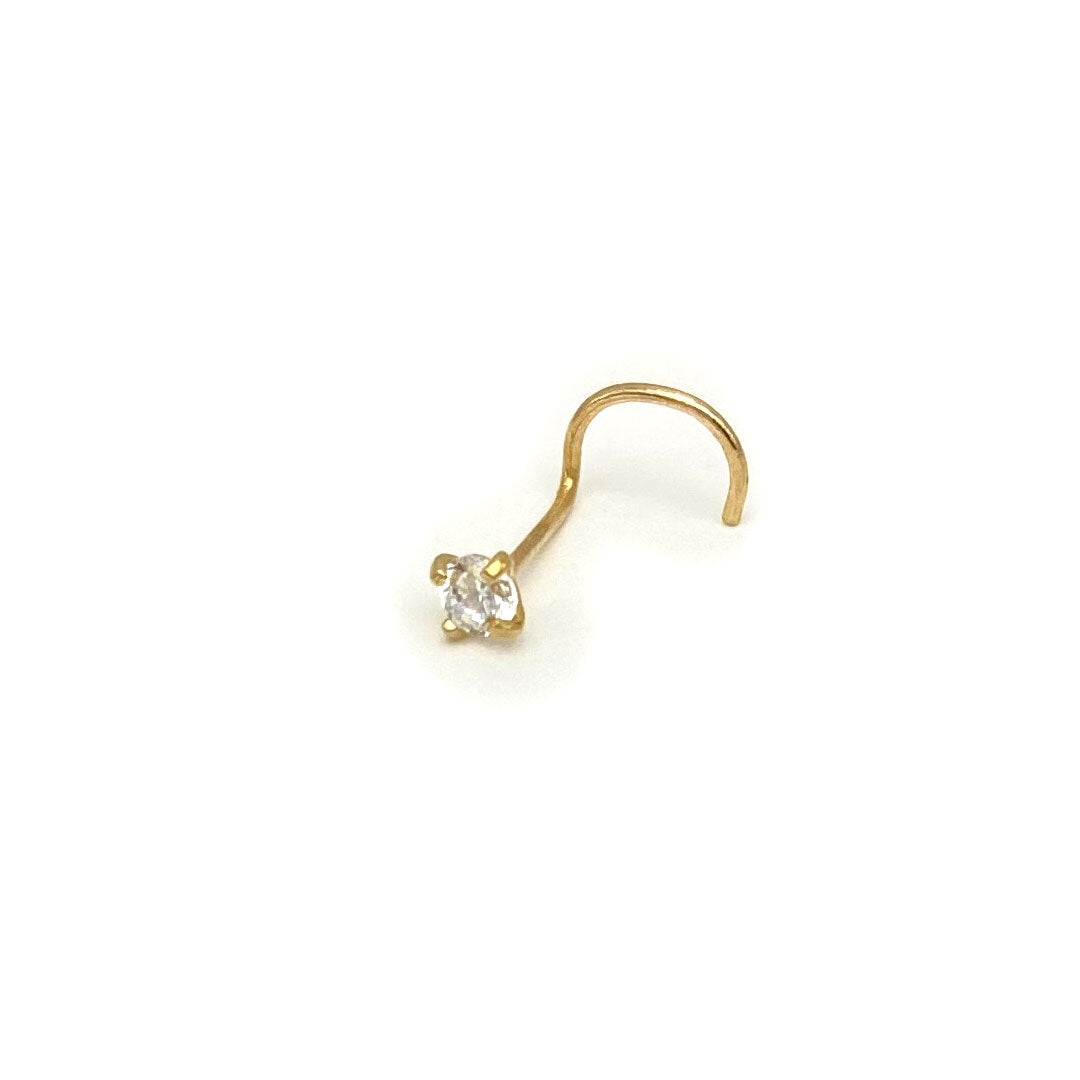 14k CZ Nose Screw Stud