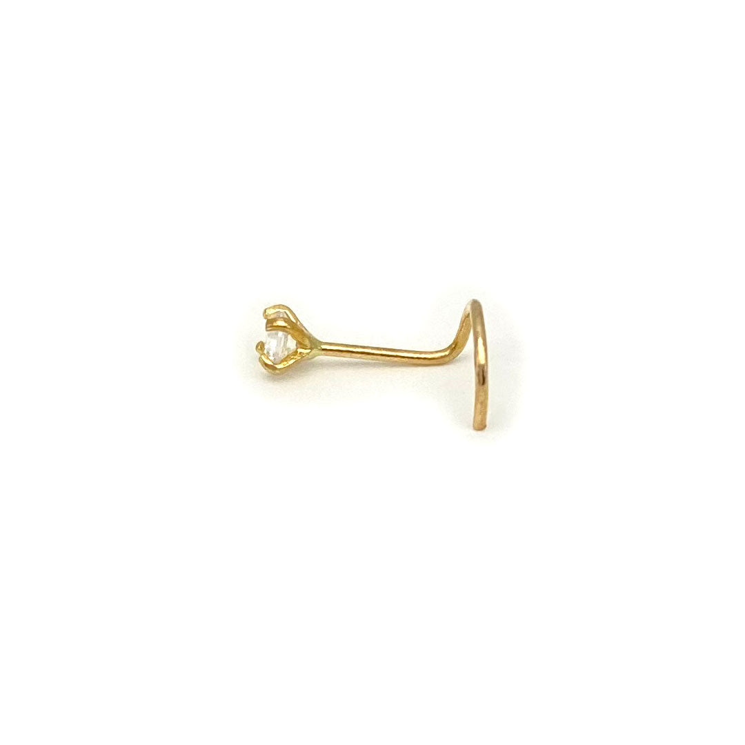 14k CZ Nose Screw Stud