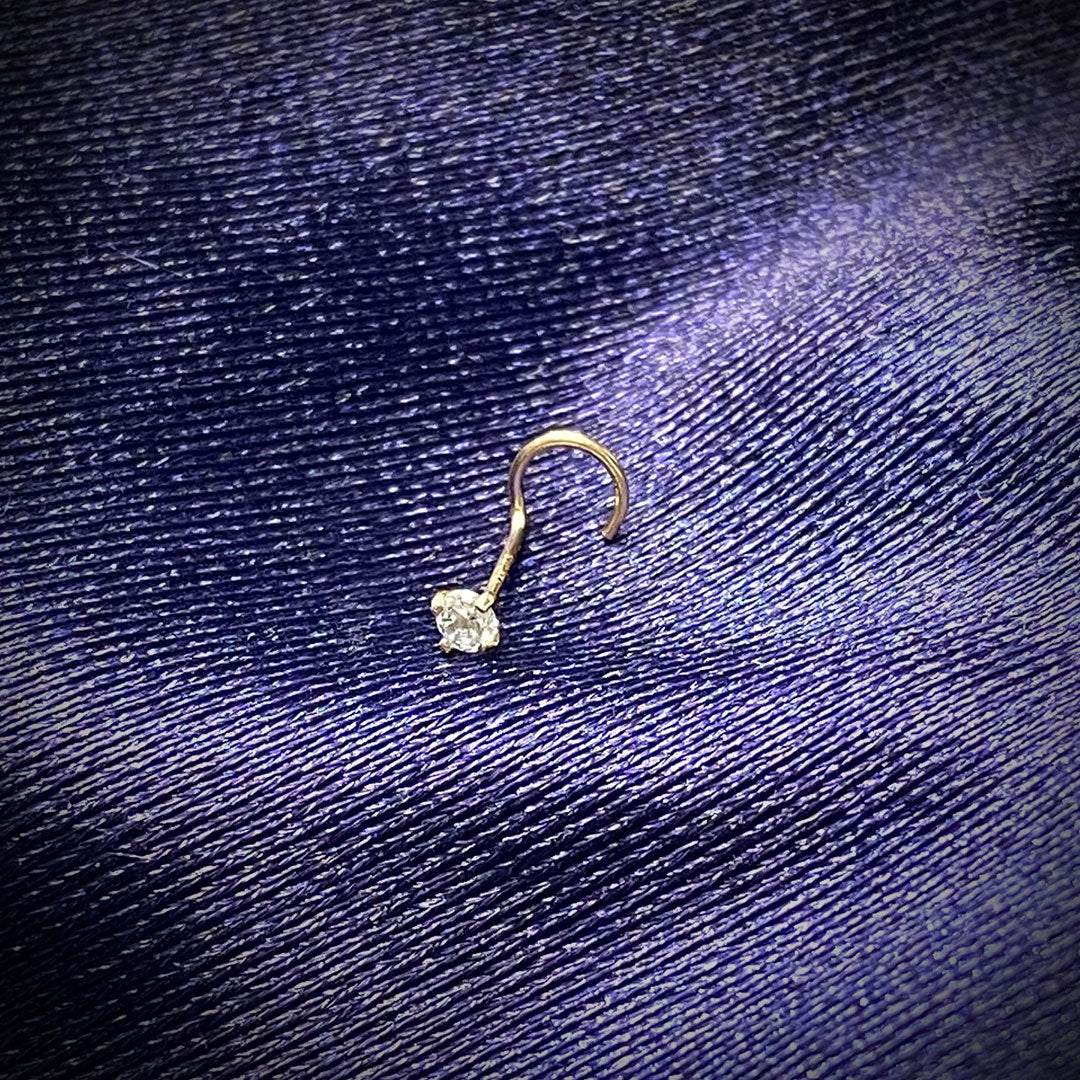 14k CZ Nose Screw Stud