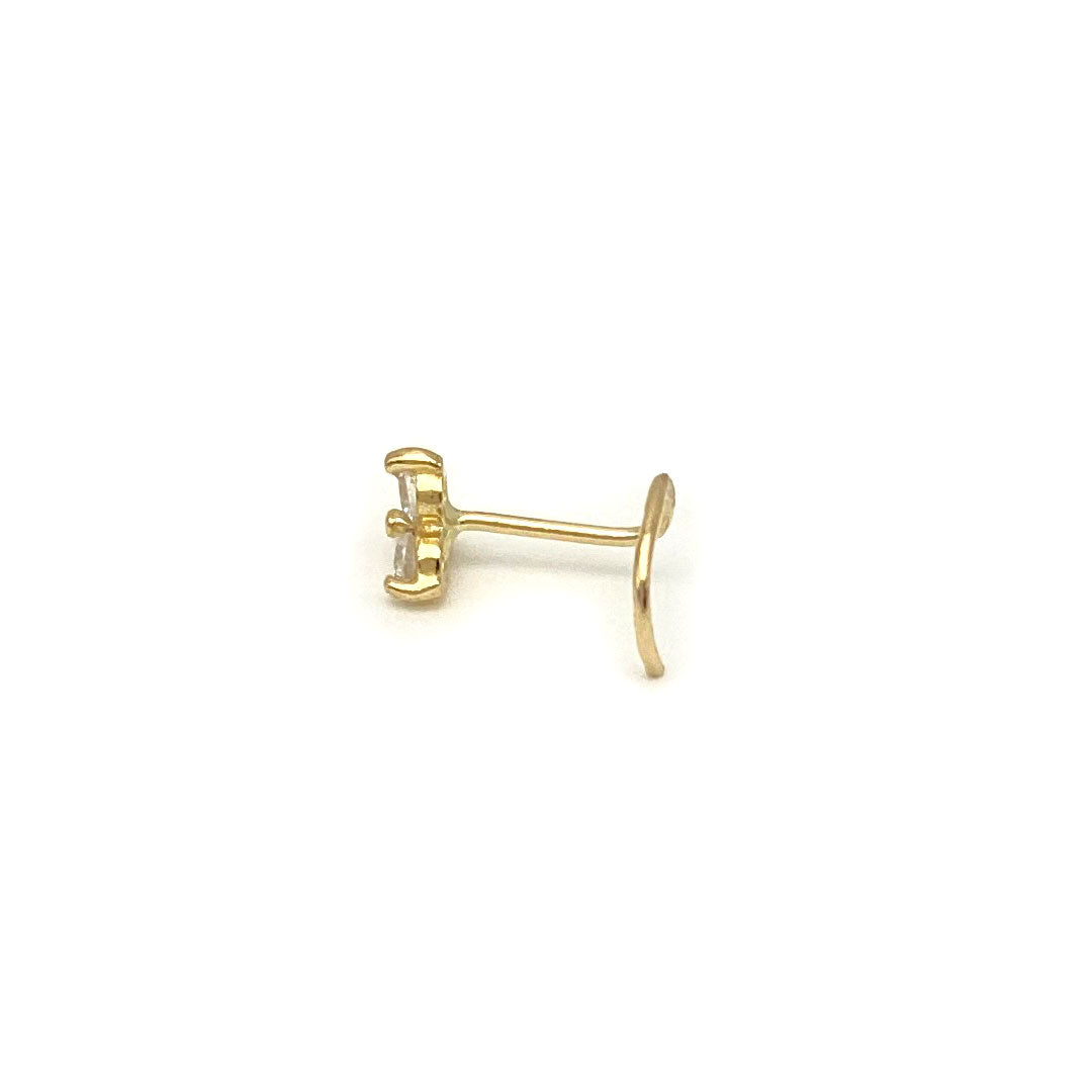 14k CZ Triple-stone Nose Screw Stud