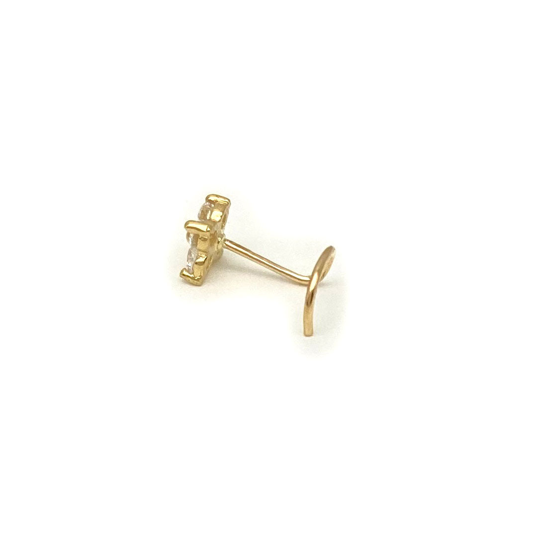 14k CZ Flower Nose Screw Stud