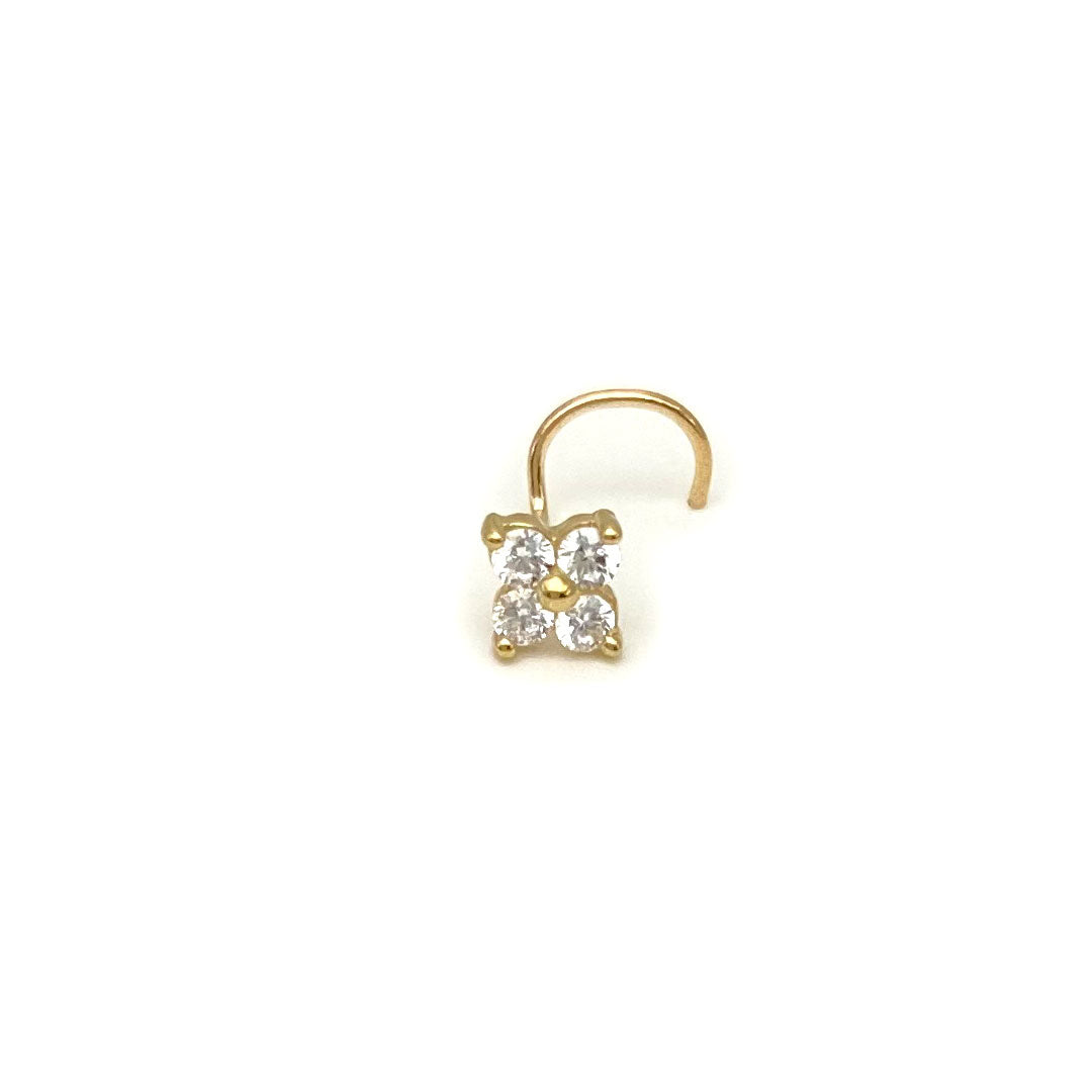 14k CZ Flower Nose Screw Stud