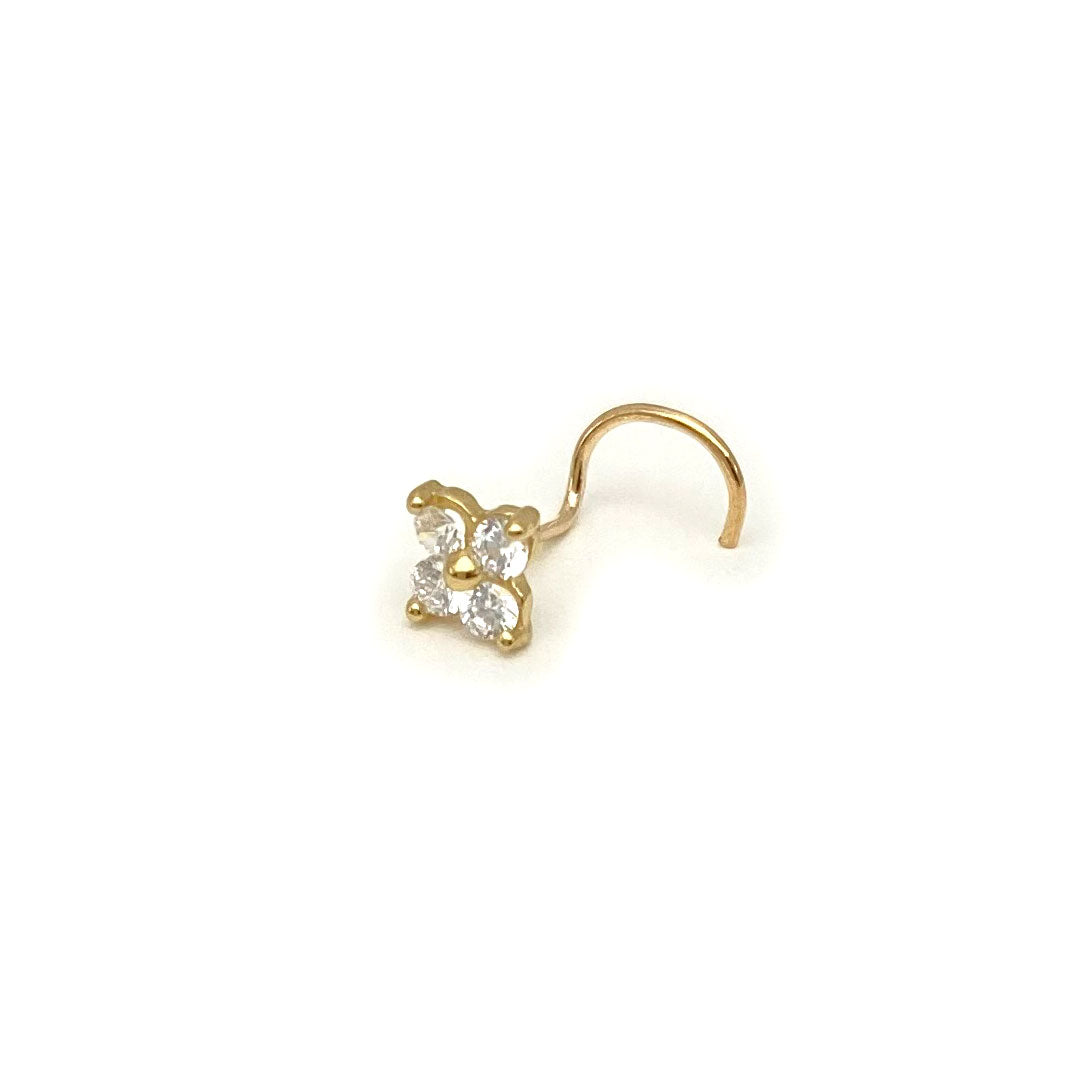 14k CZ Flower Nose Screw Stud