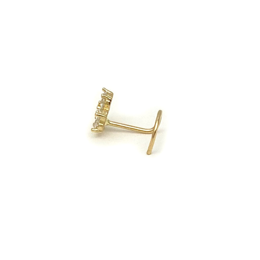 14k CZ Flower Cluster Nose Screw Stud