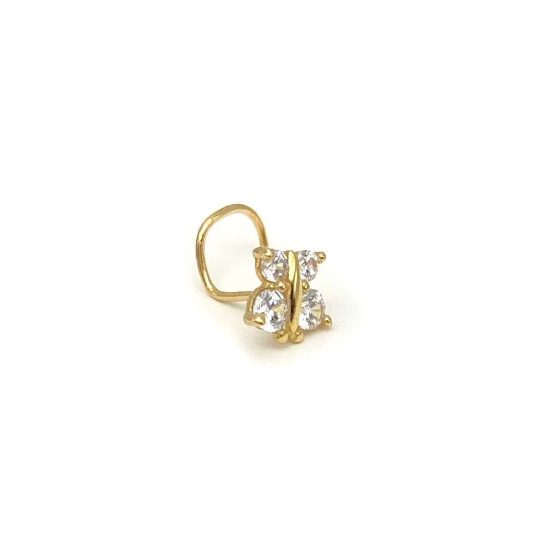 14k CZ Butterfly Round Nose Screw Stud