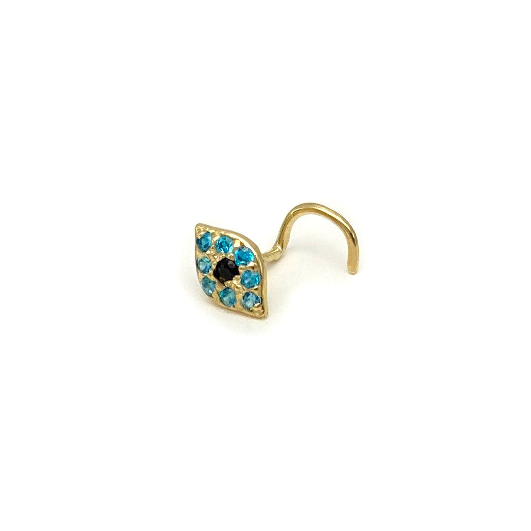 14k CZ Evil Eye Nose Screw Stud