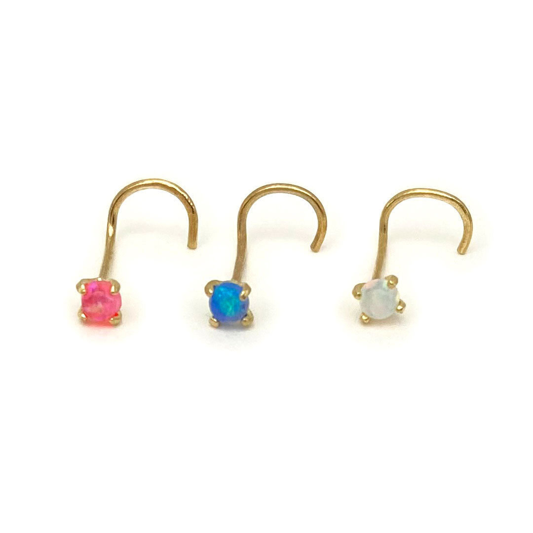 Nose Ring - Nose Stud - Nose piercing - 14K Yellow Gold Filled Blue Opal  3mm | eBay