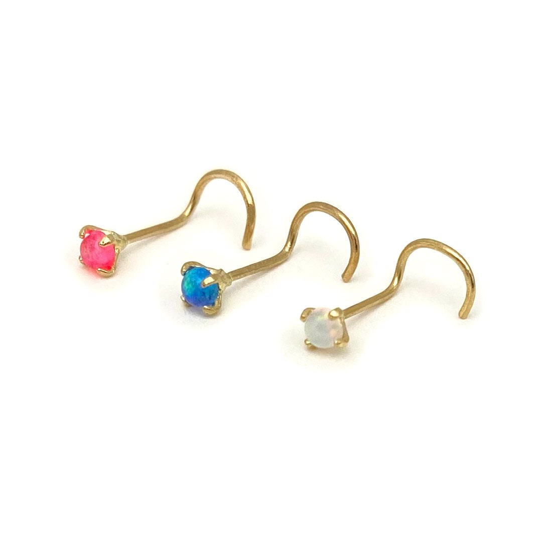 14k Opal Nose Screw Stud