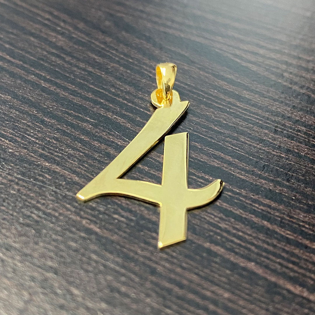 Number 4 Pendant in Gold