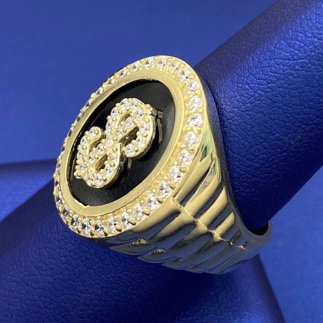 Dollar Sign Ring in 10k Yellow Gold Side