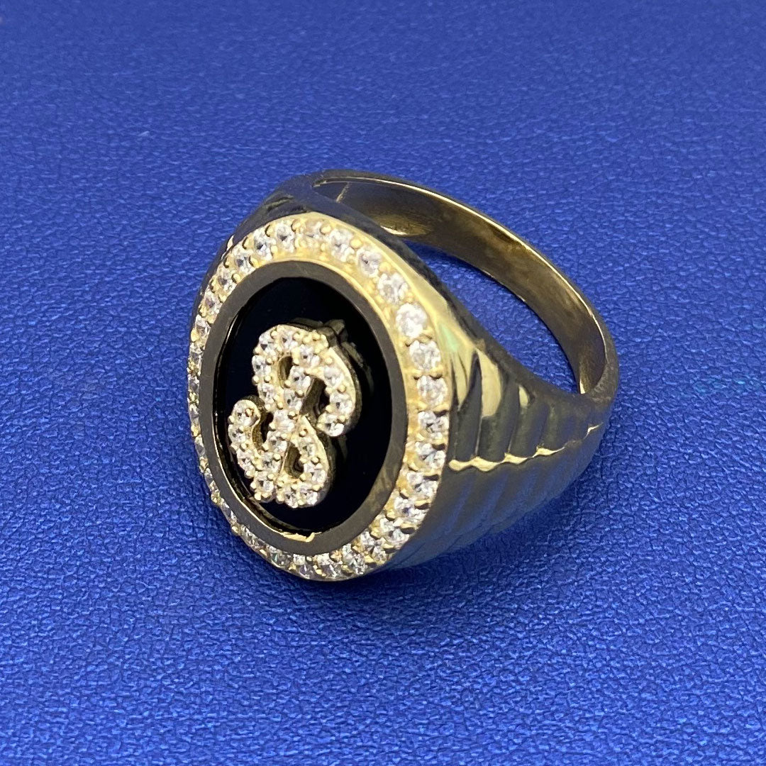 Dollar Sign Ring in 10k Yellow Gold Flat