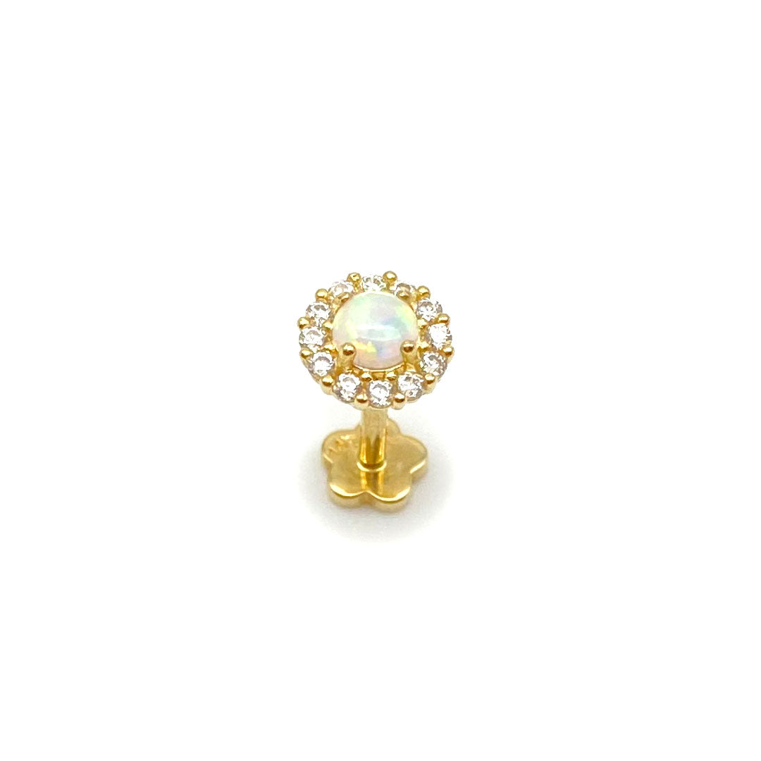 14k CZ Opal Internal Threaded Stud