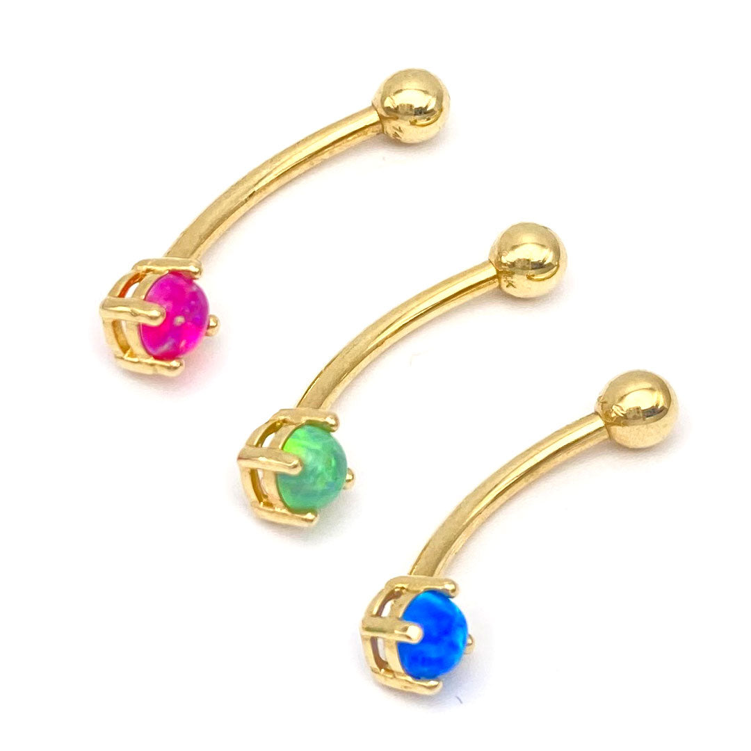 14k Opal Rook Curved Barbell