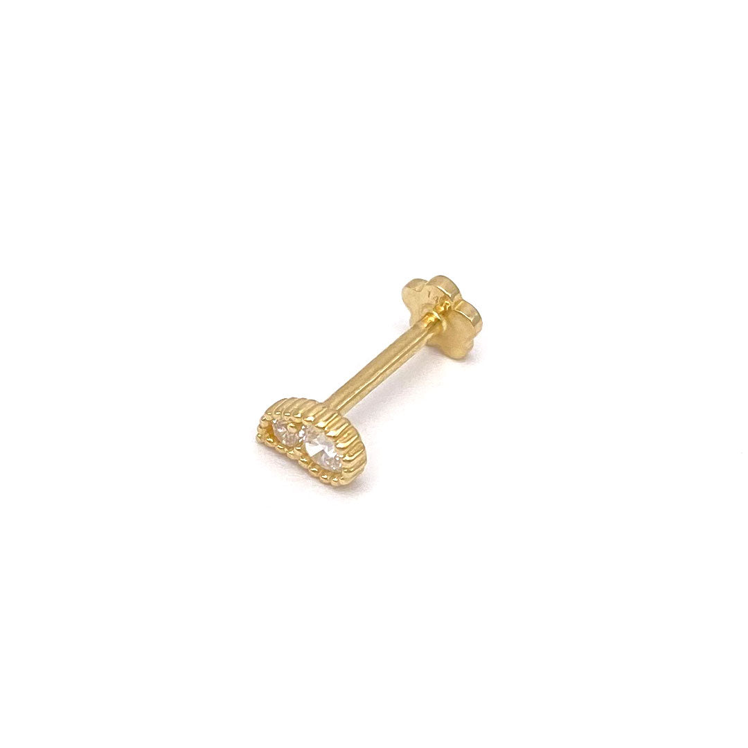 14k CZ Milgrain Paisley Internal Threaded Stud