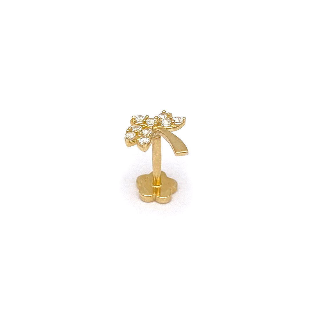 14k CZ Palm Tree Internal Threaded Stud