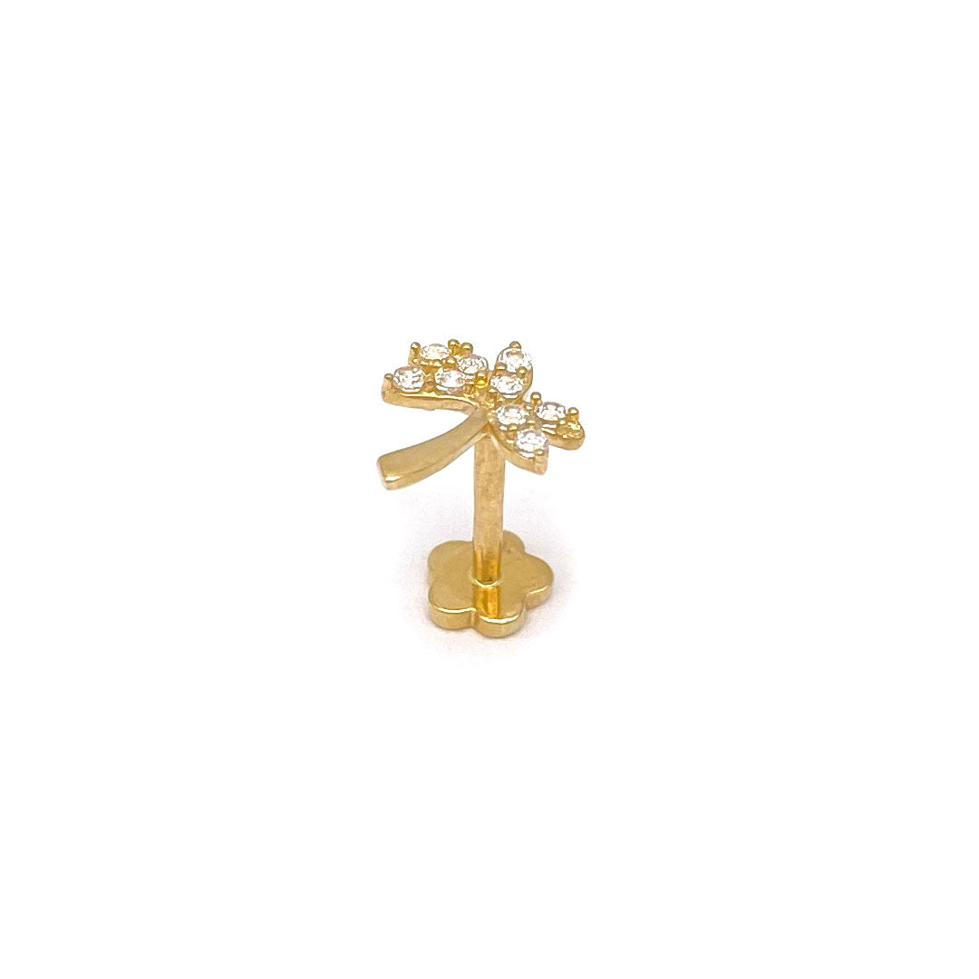 14k CZ Palm Tree Internal Threaded Stud