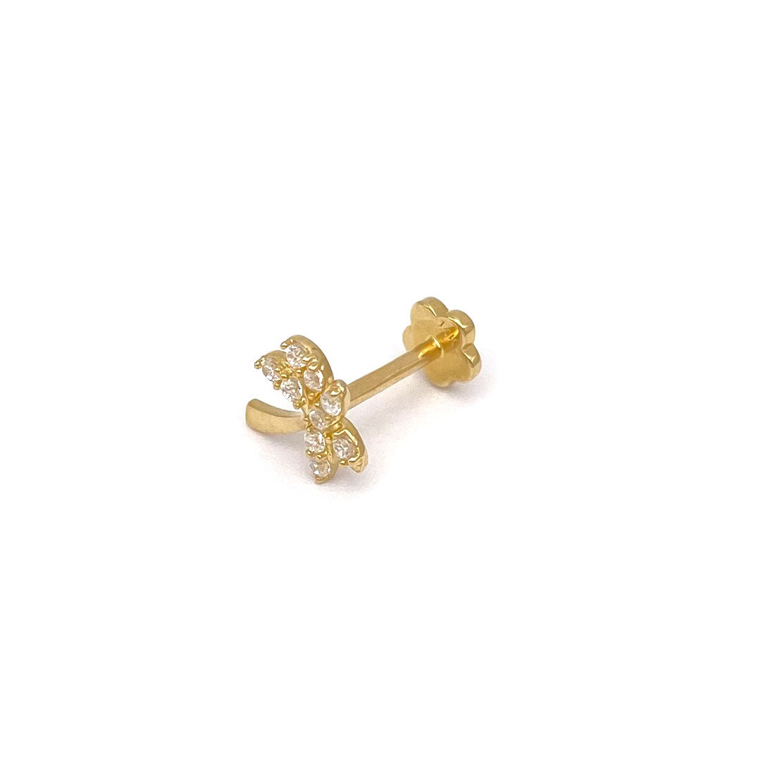 14k CZ Palm Tree Internal Threaded Stud